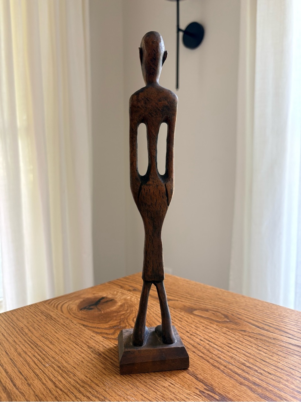 W. African? Lightweight 13” Hand-Carved Wooden Figurine Sculpture in Dark Brown - Picture 3 of 10